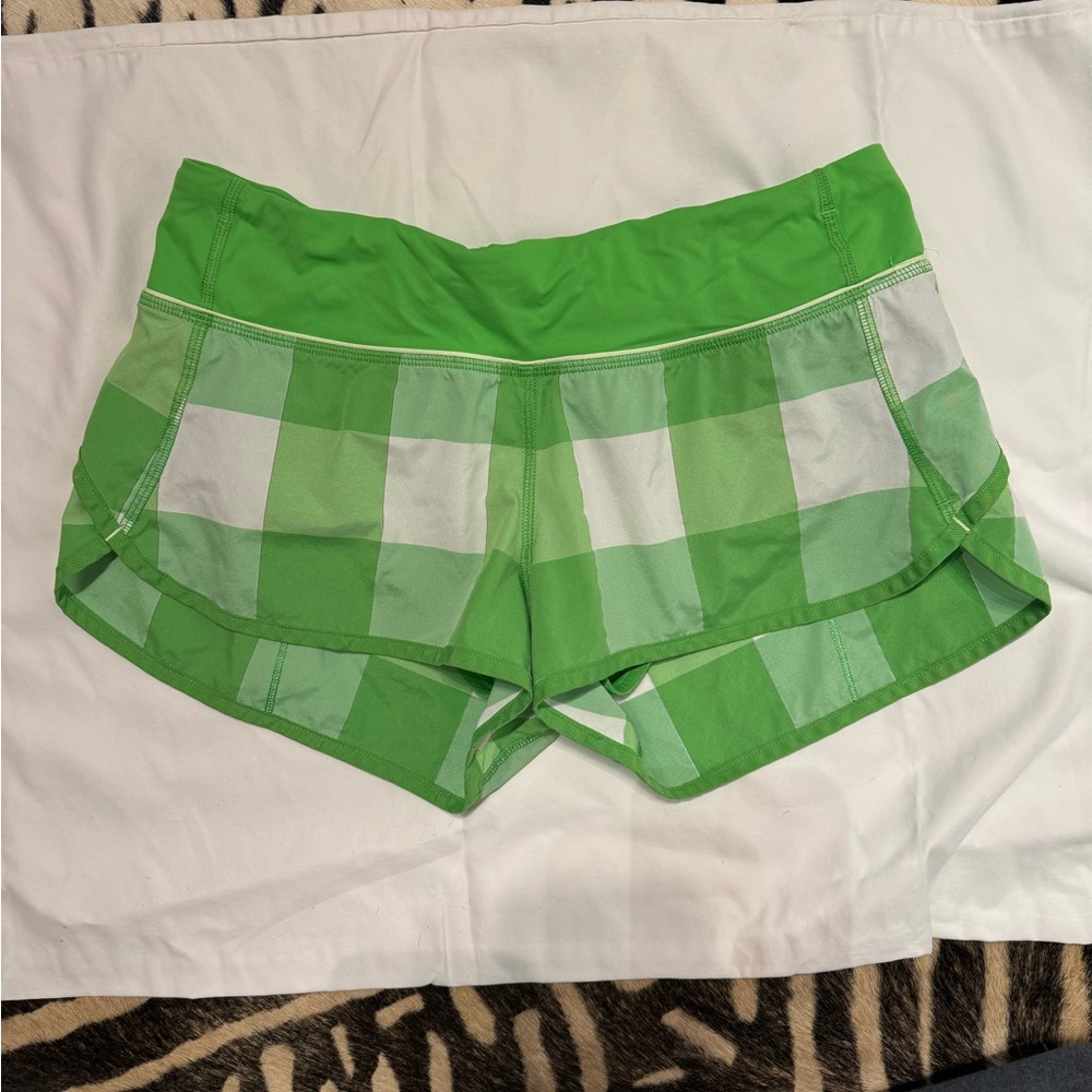 Lululemon Women's Athletic Shorts - Bright Green Check